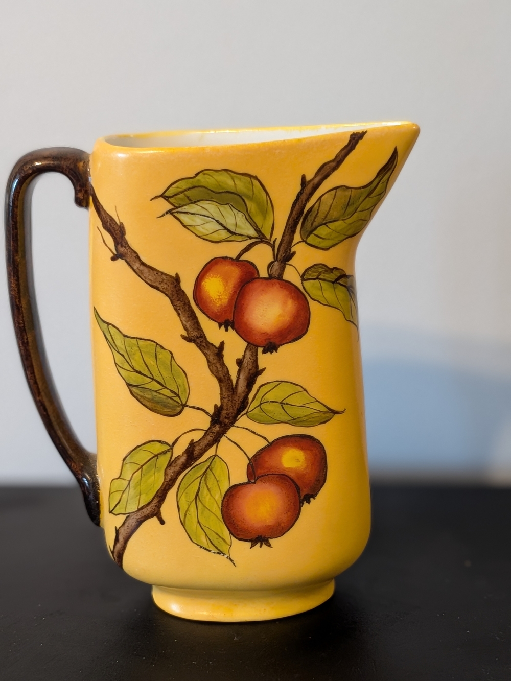 Vintage Ceramic Pitcher With Hand Painted Friut